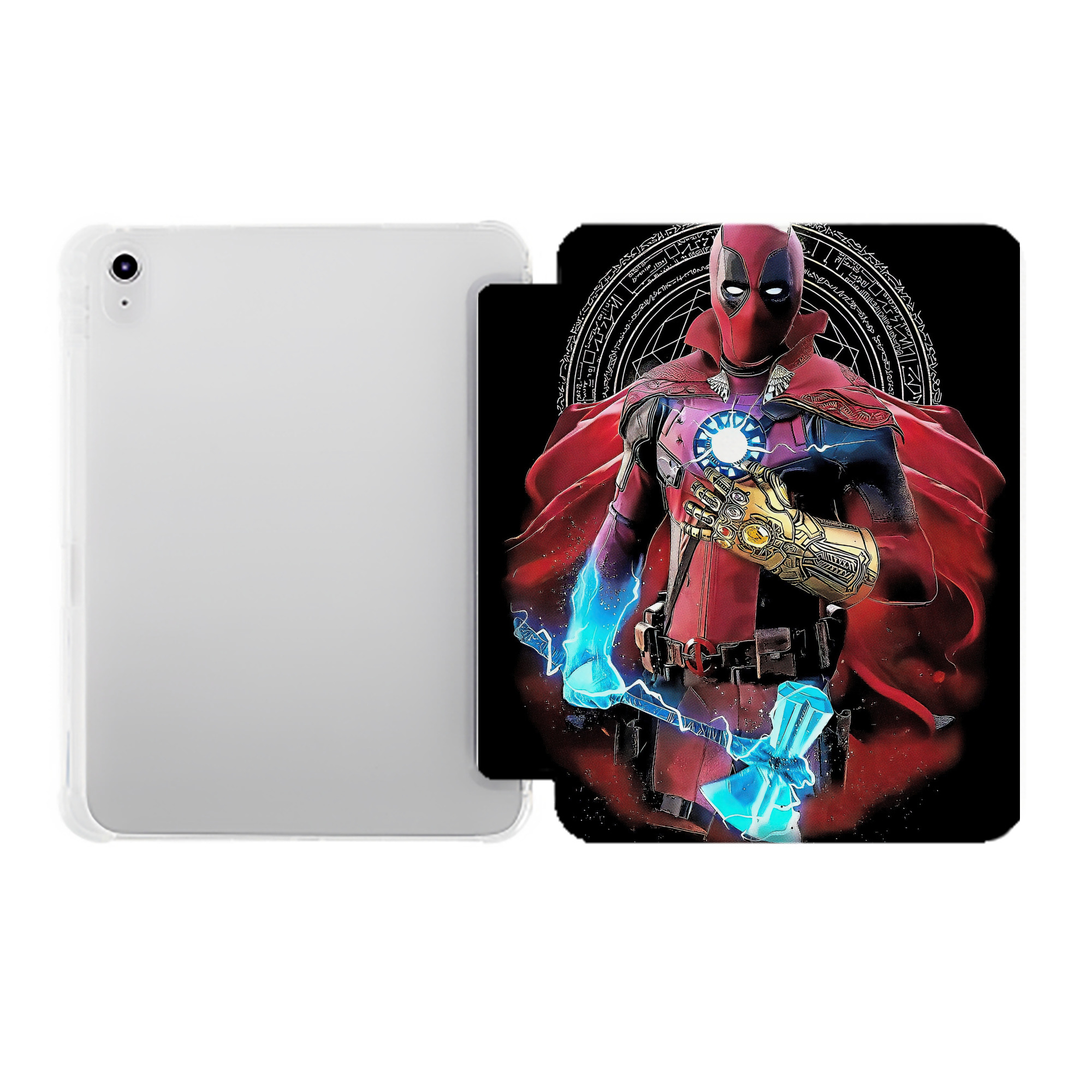 （画像用） Deadpool デッドプール IPad ケース ペン収納付き 三つ折りスタンド PUレザー×シリコン 対応機種9.5/10.5/10.9インチ